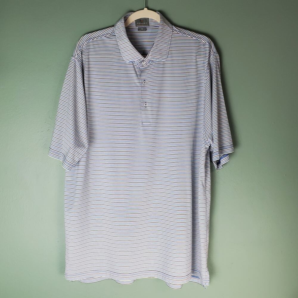 Fennec Mens Golf Polo Multicolor Pastel Striped Short Sleeve Shirt Size XL